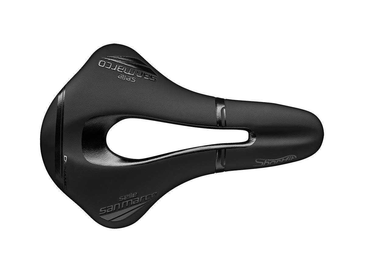 Selle San Marco - Shortfit Open-Fit Carbon FX Wide, Saddle for Road, MTB and Gravel Bikes, with Reduced Length and an Alloy Steel Rail - Black