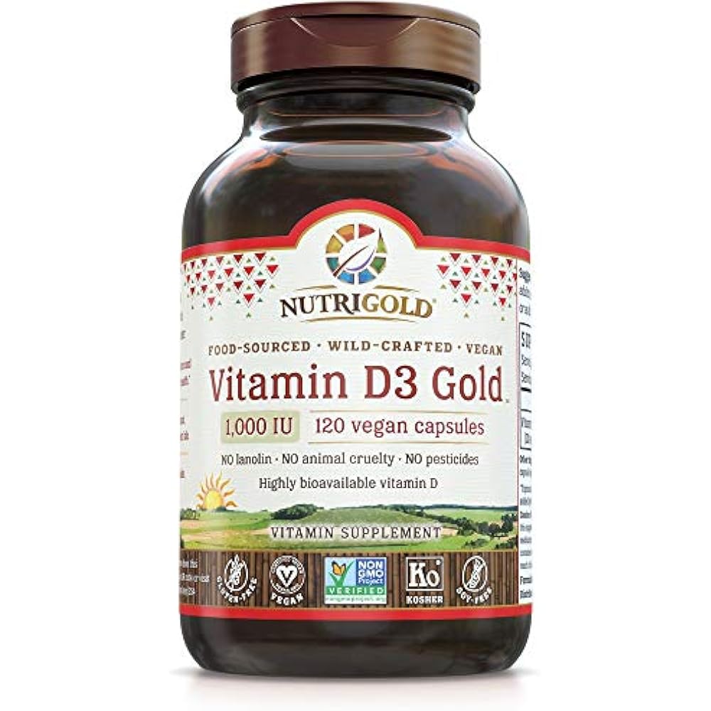 NutriGold Lichen Vitamin D3 1000 iu Base on Organic Olive Oil 120 Vegan