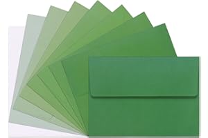 INDIGOCASE 18-Pack Green 5x7 Self Seal A7 Envelopes - Gradient Colored, Fade Out Green - Perfect for Invitations, Letters, Photos, Thank You Cards, Wedding