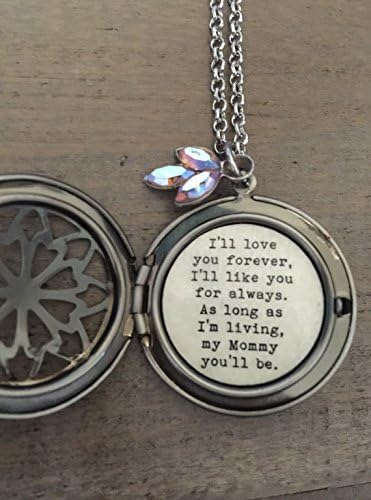 I'll love you forever I'll like you for always, Mommy Locket, Gift for Mom, Silver locket necklace