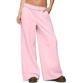 HeSaYep Womens Fleece Lined Sweatpants Wide Leg Baggy Thermal Lounge Pants Raw Hem Elastic Waist Oversized Sweat Pants