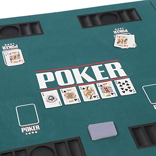 JungleA Folding Poker Table Top 71"x 35" Portable Poker Cover Topper 8 Player for Texas Holdem Casino Game Night Oval Green