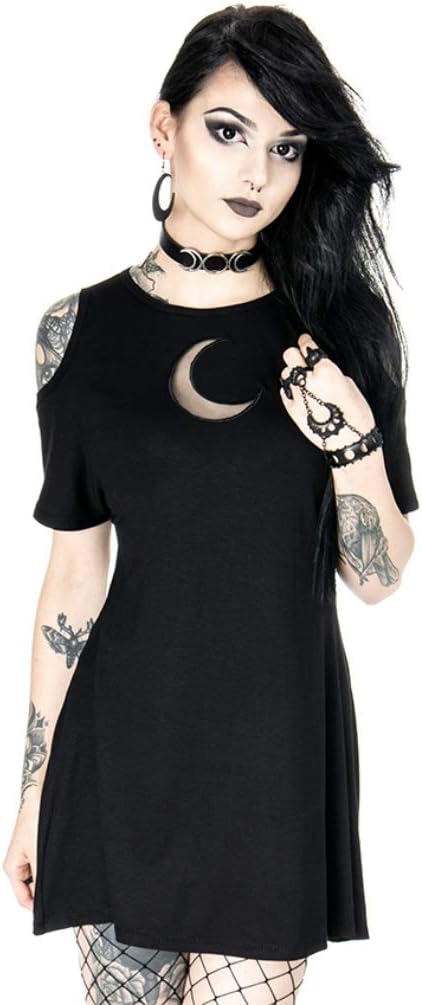 Crescent Mesh Moon Witchcraft Tunic Dress