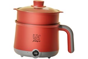 Ioensy Hot Pot Electric Noodles Cooker with Steamer Multipurpose,Mini Hot Pot Nonstick for Soup Ramen Eggs Dorm Room, Gray re