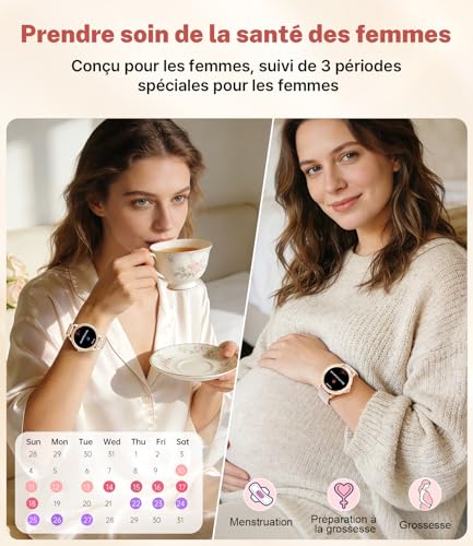LIGE Women's Smart Watch with Bluetooth Calling, 1.32 Inch Diamond Waterproof Women's Smartwatch with 110+ Sports Modes Pedometer Sleep for iOS and Android, 500+ Dial, Rose Gold Stainless Steel