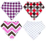 Bandana Drooling Bibs for Girls By THE BLUSHING BABY (Pink & Grey)