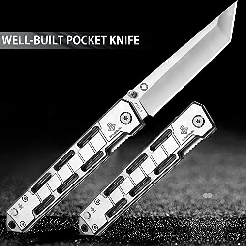 NedFoss Pocket Knife, 8'' Tanto Hunting Folding Knife with Glass