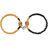 Sport Ball Matching Bracelets for Men Women Cute Ball Beads Stretch Bracelets Football Tennis Basketball Vlolleyball Soccer Sports Bracelet Game Day Accessories for BFF Couples Sport Fans Cheerleaders