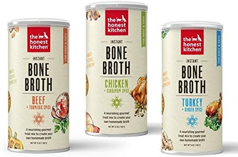 Honest Kitchen The Bone Broth - Natural Human Grade Functional Liquid Treat for Dogs & Cats, 3 x 5 oz Variety Pack