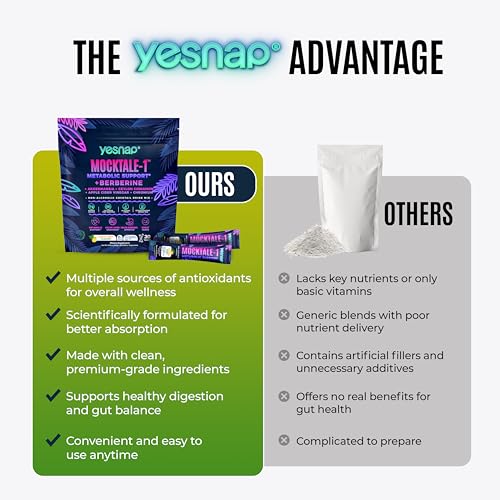 Yesnap MOCKTALE-1 GLP-1 Metabolic Support Supplement,Weight Management Formula with Berberine & Akkermansia,Ceylon Cinnamon,Lemon Mint Flavor Non-Alcoholic Drink,30 Packets