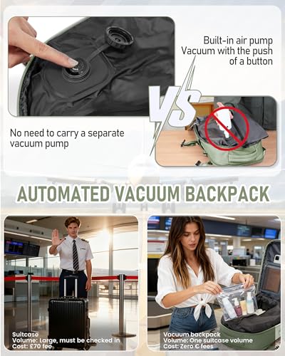 SZLX Vacuum Backpack with Pump Carry-on Luggage 40x30x20 Ryanair Vueling Wizzair Easyjet Backpack Travel Cabin Airplane 40x20x25 Ryanair Women Waterproof Carrying Backpack for Laptop Computer