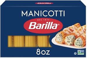 Barilla Manicotti Pasta, 8 oz. Box - Non-GMO Pasta Made with Durum Wheat Semolina - Kosher Certified Pasta