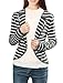 Allegra K Women Notched Lapel Striped Blazer Jacket M Grey White