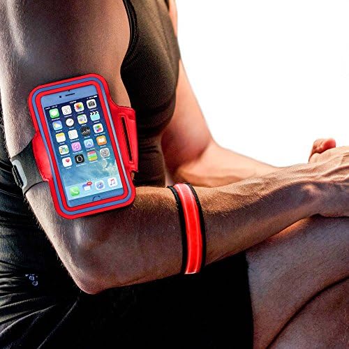 Accelerate Armband (Red) + BONUS: Accelerate LED Safety Bracelet - Enjoy Extreme Exercise, Sports, Outdoor Adventures - Full Carryall for Smartphones, Cards, Keys and More, Fits iPhone 6