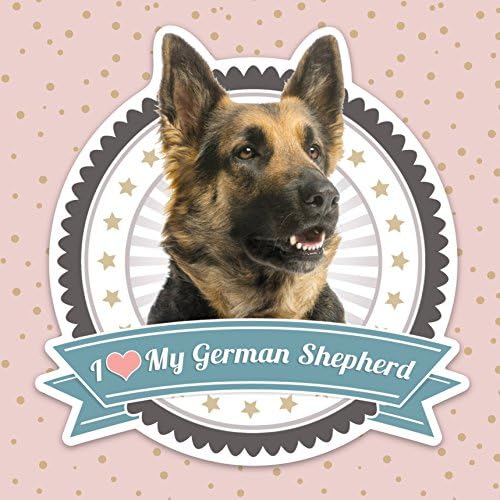 I Love My German Shepherd Car Decal, German Shepherd Sticker for Car, 6"x2.66" Die-Cut, Super Durable Vinyl Sticker w/ Water Resistant Protective Laminate. A Perfect Gift for German Shepherd lovers