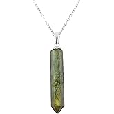 NJCRAFT Pencil Pendant Necklace for Women |Natural Healing Crystal Hexagonal Point Reiki Chakra Pendant 15-25 Carat | 8–14 mm Stone | Silver Plated Chain 16+2 Inch Adjustable