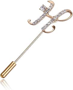 R Initial Letter Brooch For Women - Silver Plated Rhinestone Crystal Lapel Pin, Monogram Jewelry