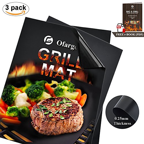 Ofargo BBQ Grill Mats, Non-Stick Reusable Grill Pads Heat Resistant 500°F, FDA-Approved Grilling Mats with 0.25mm Thickness Teflon for Gas Charcoal Electric Grill, Dishwasher Safe (Set of 3, Black) - Thumbnail 7
