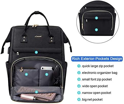 Laptop Backpack for Women Fashion Travel Bags Business Computer Purse Work Bag with USB Port, Black 2 Laptop Backpack for Women Fashion Travel Bags Business Computer Purse Work Bag with USB Port, Black