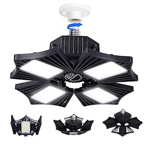 LED-garagelamp, vervormbare garageverlichting met radarsensor, 120W 12000LM ultraheldere led-plafondlampen met 4…