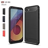 LG Q6 Case, LG G6 Mini Case, LG Q6 Plus Case, Wellci Soft Silicon Luxury Brushed Case with Texture Carbon Fiber Design Protection Cover for LG Q6 / LG G6 Mini / LG Q6 Plus / LG Q6+ (Black)