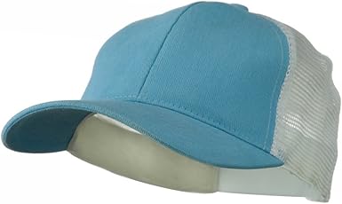blue and white trucker cap