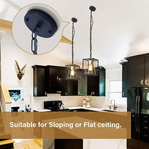 Pendant Lighting, UL Listed Cage Kitchen Light Fixtures Industrial Farmhouse Chandelier Black Gold Metal Hanging Lights E26 Modern Ceiling Light for Kitchen Island Entryway Dining Room Bedroom Foyer 2 51BFvYBW2bL. AC