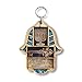 Jewish Wooden Hamsa Menorah Blessing for Home - Good Luck Wall Decor with Simulated Turquoise