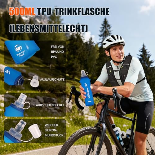 ONETOALL Women's Running Vest with 2L TPU Hydration Bladder/500 ml Water Bottle, Lightweight Hydration Backpack Running Men's 6L, Running Vest Reflective for Jogging, Trail Running, Bicycle, Marathon
