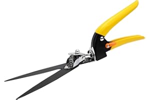 DCZ Flower Bed and Grass Shear - Extra Sharp Garden Hand Pruners, Comfortable Ergonomic,Easier Cutting, Less Effort - Gardening Scissors for Men & Women, yellow