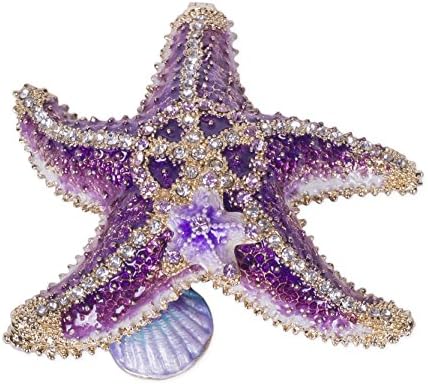 Starfish and Baby Handpainted Glazed Metal Tiny Treasure Figurine with Necklace