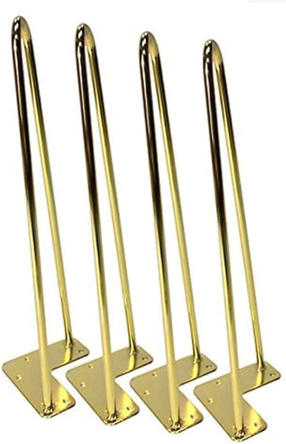 Goldene Haarnadelbeine, 4 moderne Beine aus Metall für Möbel
