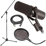 Shure SM7B Dynamic Vocal Mic w/ Mic Boom Stand, Pop Filter & 20' XLR Cable