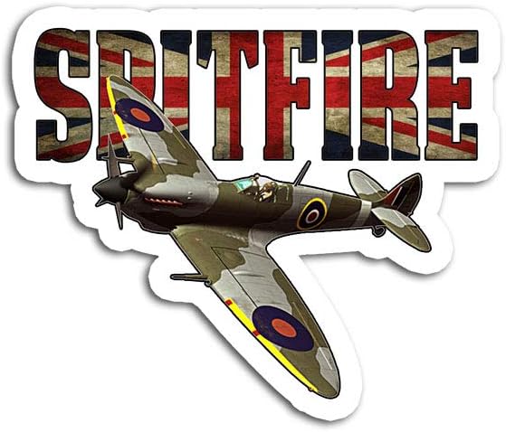 Hand Wooden Customizable Sticker RAF Spitfire Ww2 Fighter Plane Union Jack Stickers for Personalize (3 pcs/Pack)