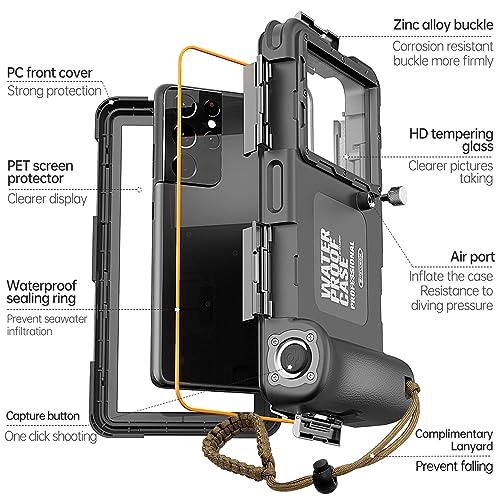 ZLiME Professional Diving Phone Case Pouch Waterproof Smartphone, IPX8 Waterproof Phone Pouch Underwater Protective Case for iPhone Samsung Huawei LG Google (Black)