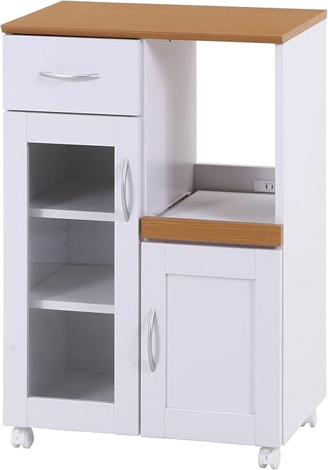 Amazon Co Jp 不二貿易 キッチン収納 キッチンカウンター 幅60 4 奥行39 5 高さcm スライド棚 コンセント付き クリアガラス サージュ ホワイト ナチュラル ホーム キッチン