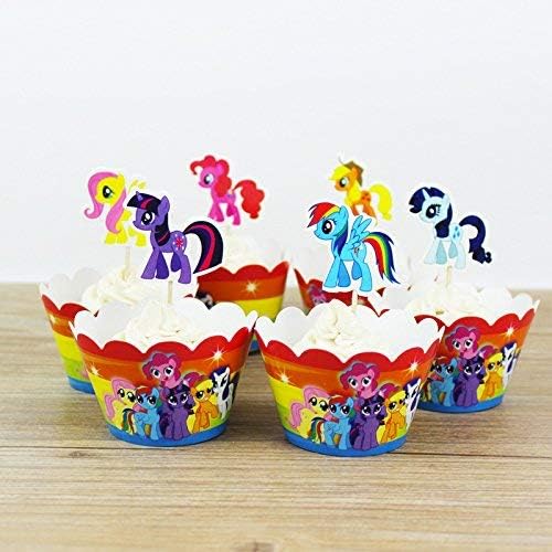 My Little Pony Cupcake Topper+ Wrappers Party Pack for 12 Cupcakes