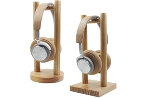 Hoement Solid Wood Headphone Stand with Square Base Earphone Holder for Desktop Organization Space-Saving