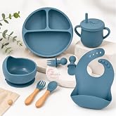 Kit Introdução Alimentar Bebê 8 Peças de Silicone e Sem Pontas para Iniciação de Alimentos Livre de BPA Atóxico - Colher, Gar