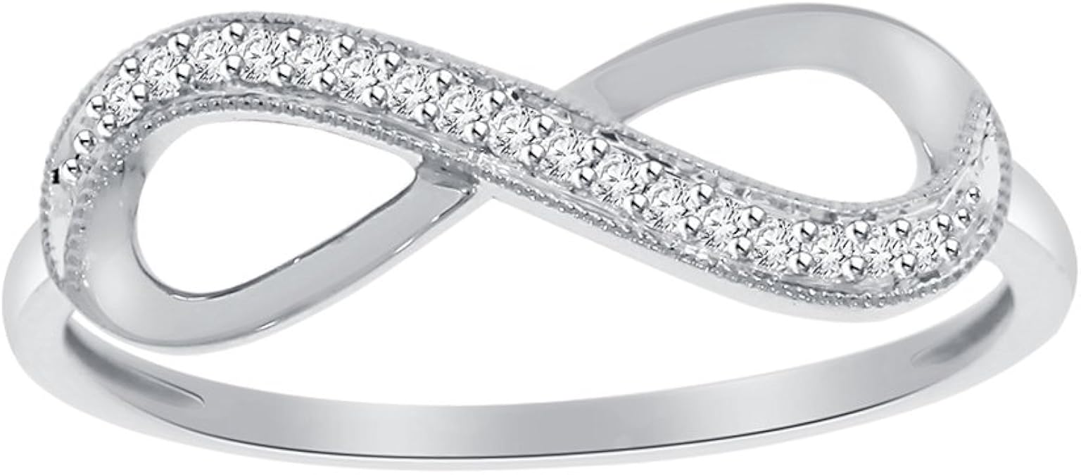Diamond Infinity Ring in Sterling Silver (1/20 cttw) (JKColor, I1/I2