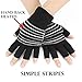 DECVO USB 2.0 Powered Stripes Heating Pattern Knitting Wool Heated Gloves Fingerless Hands Warmer Mittens Laptop Computer Warm Gloves for Women Men Girls Boys (Black)