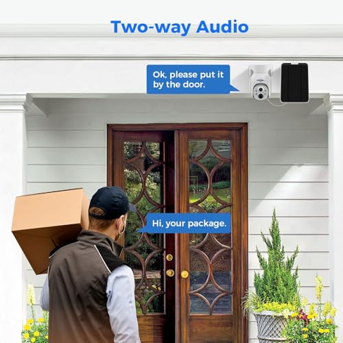 Hiseeu Solar Security Camera Outdoor, 4MP Wireless Battery Camera, PTZ 360° View, PIR Motion Detection, Color Night Vision, IP66, 2-Way Audio, 2.4G WiFi, Compatible with Alexa