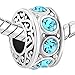 Christmas Jewelry Filigree Charm Light Blue Crystal March Birthstone Spacer Round Beads Cheap Fit Pandora Charms Bracelet Sale
