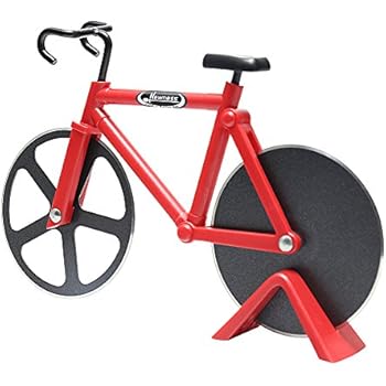 Pizza Cutter, Newness Bicycle Shape Dual Pizza Cutter, Bike Pizza Cutter Wheels with Dual Stainless Steel Blades for Home, Pizza Lovers, Red