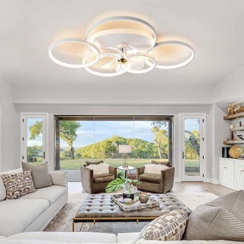 XSXUDODP Modern Ceiling Fan with Lights, LED Ceiling Light Dimmable Fan, 86 cm Lamp with Ceiling Fan for Living Room, Bedroom