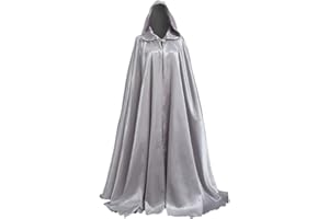 BPURB Cruella Cloak Women's Wedding Hooded Cape Full Length Bridal Cloak Satin Cape Cosplay Costume 53.5 inch