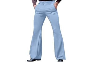 NATHGAM Men's 60s/70s Disco Dance Pants Vintage Bell Bottoms Leg Trousers Classic Fit Stretch Comfort Retro Flared Pants