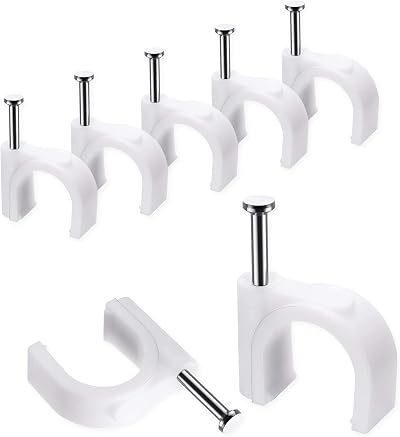 Abnii Cable Clips 10 mm 100 Pcs Nail Clips Strong Durable White Round