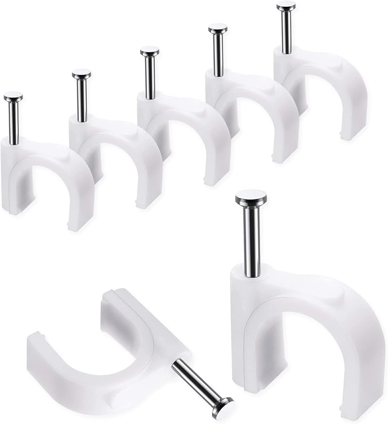 Abnii Cable Clips 10 mm 100 Pcs Nail Clips Strong Durable White Round