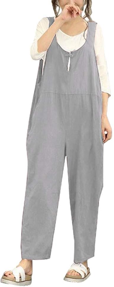 loose linen dungarees